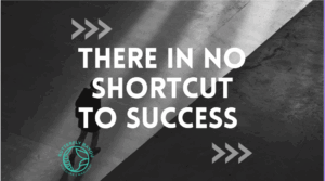 There is no shortcut to success – visual of a lone person walking a long road, branded with Butterfly Bayou